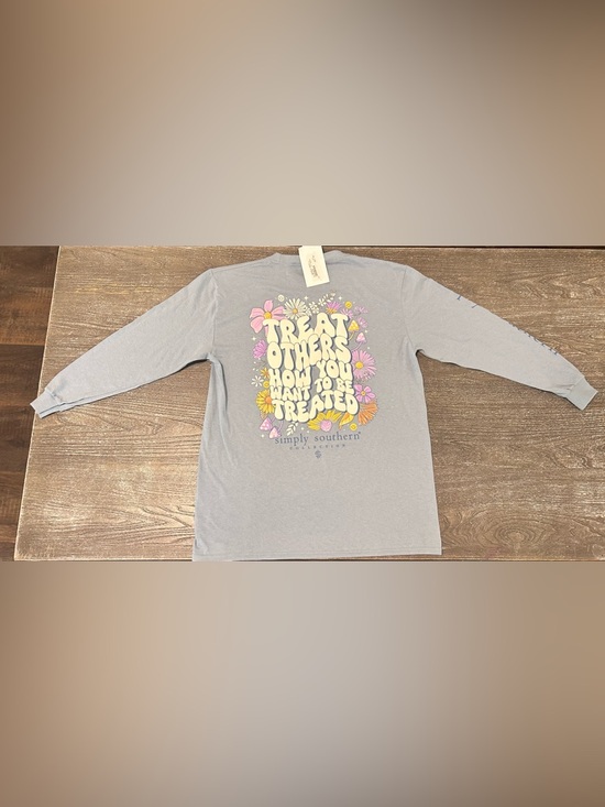 Simply Southern Other - NWT Simply southern youth medium Light Blue Long Sleeve Tee with Floral Graphic